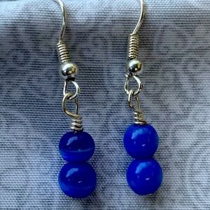 Ocean Blue Glass Beaded Earrings.